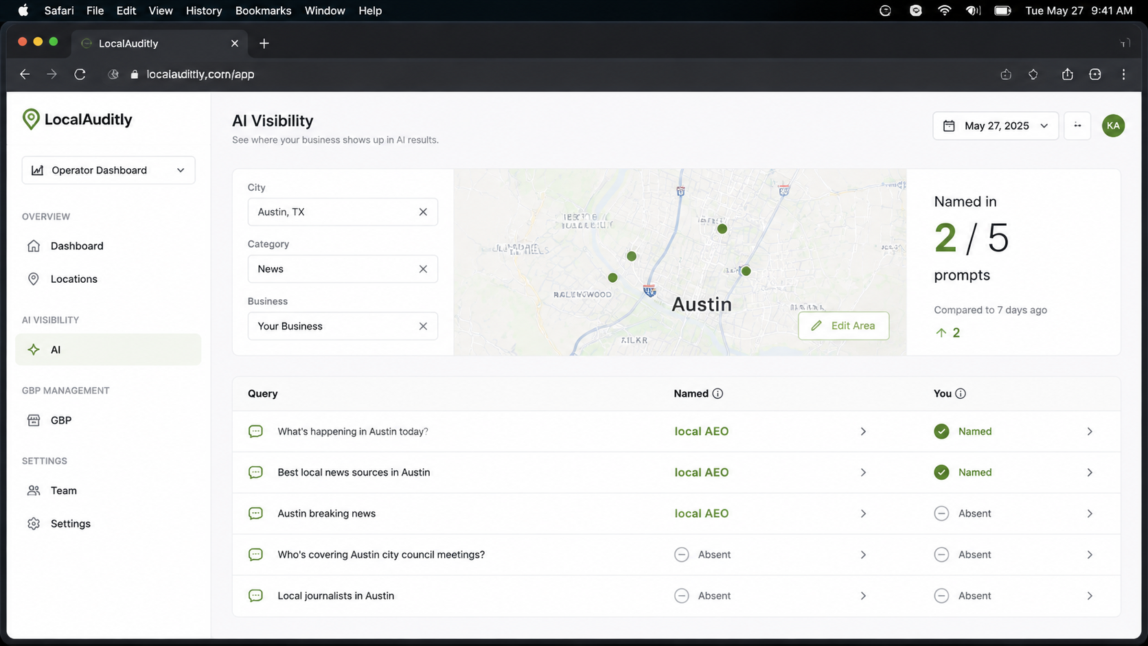 LocalAuditly — who AI recommends versus your Google Business Profile